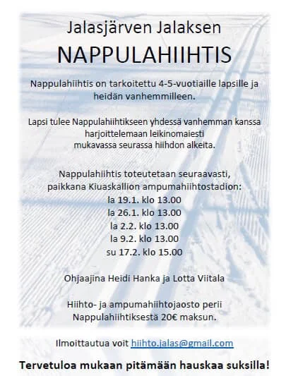 Nappulahiihtis 4-5-vuotiaille vanhempineen