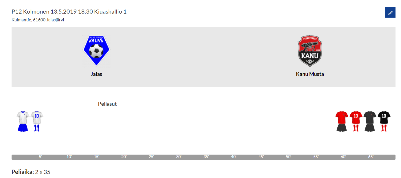 Jalkapallo P12 sarjapeli Jalas-Kanu