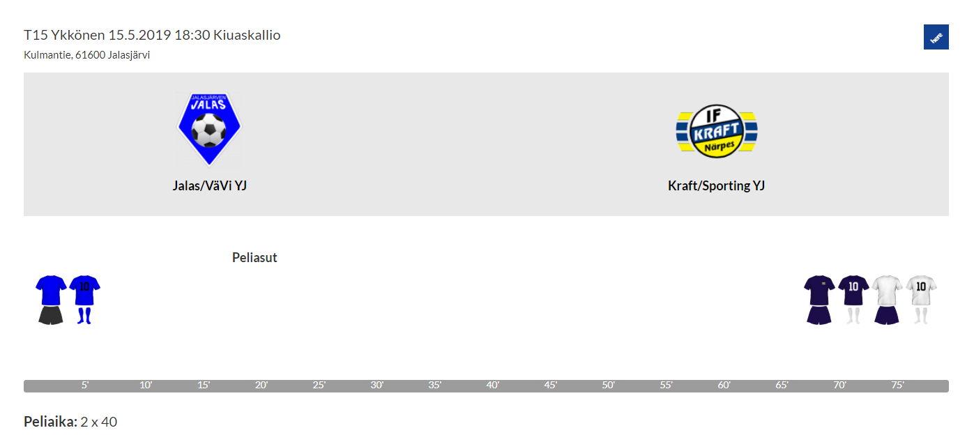 Jalkapallo T15 sarjapeli Jalas/VäVi YJ - Kraft/Sporting YJ