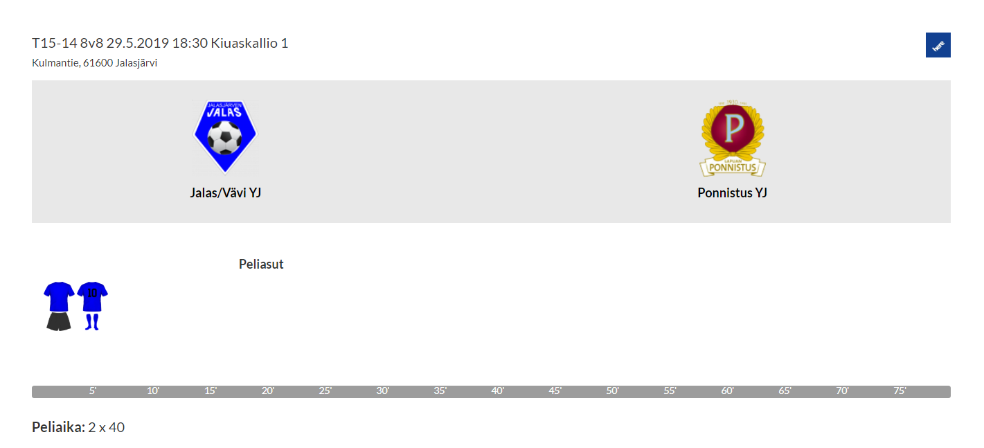 Jalkapallo T15 sarjapeli Jalas/VäVi YJ - Ponnistus YJ