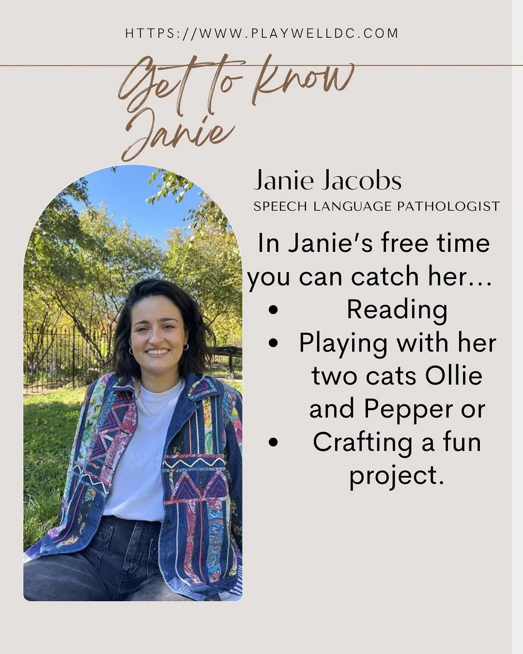 Meet Janie! A superb speech therapist here at Playwell!