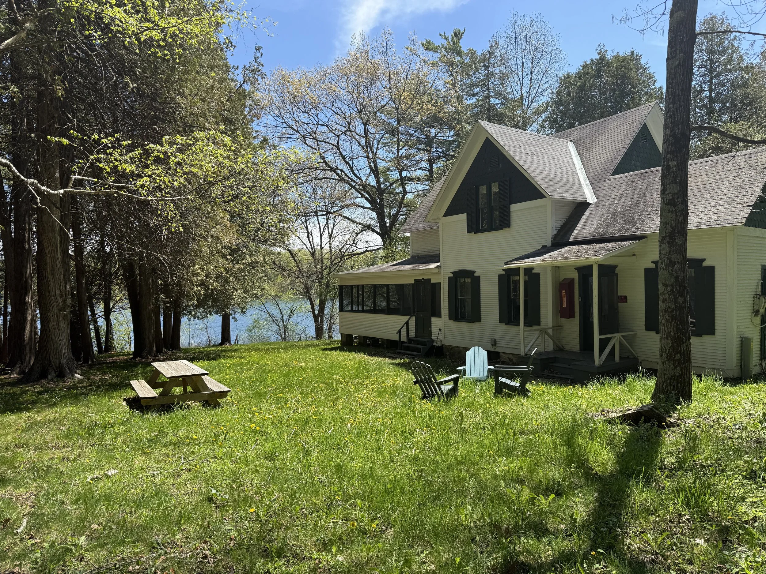 Lake Champlain cabin on Garden Island. Cabin name is 'Birch', one of six lake cabins on Garden Island available to rent June, July and August.