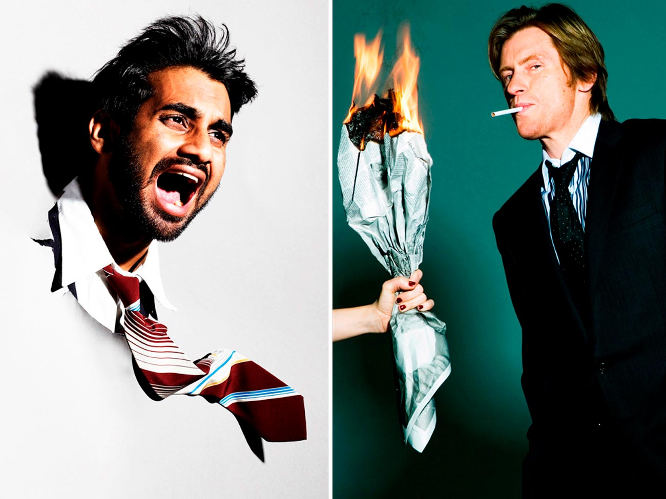  left : Aziz Ansari for Dazed and Confused right : Denis Leary for Interview 