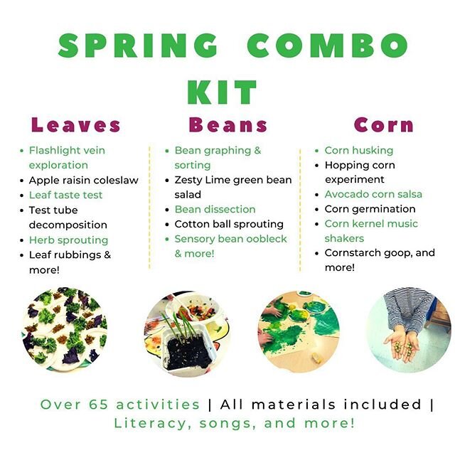 Get your hands on our Green STEAM Combo kit for spring! 🌱 ☀️ 🌸 🥬 Seeds, sprouting, growing, cooking, decomposing....... we&rsquo;ve got you covered. Only $115 for all three kits, including print materials PLUS supplies. Over 65 activities. Limited