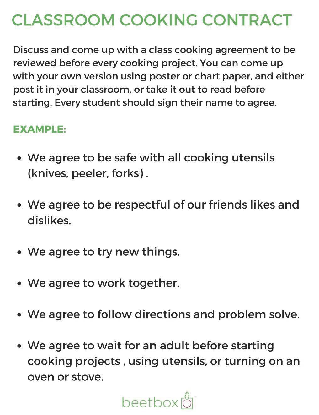 Cooking Agreement 