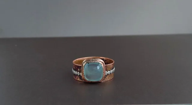 blue chalcedony copper and silver ring.jpg