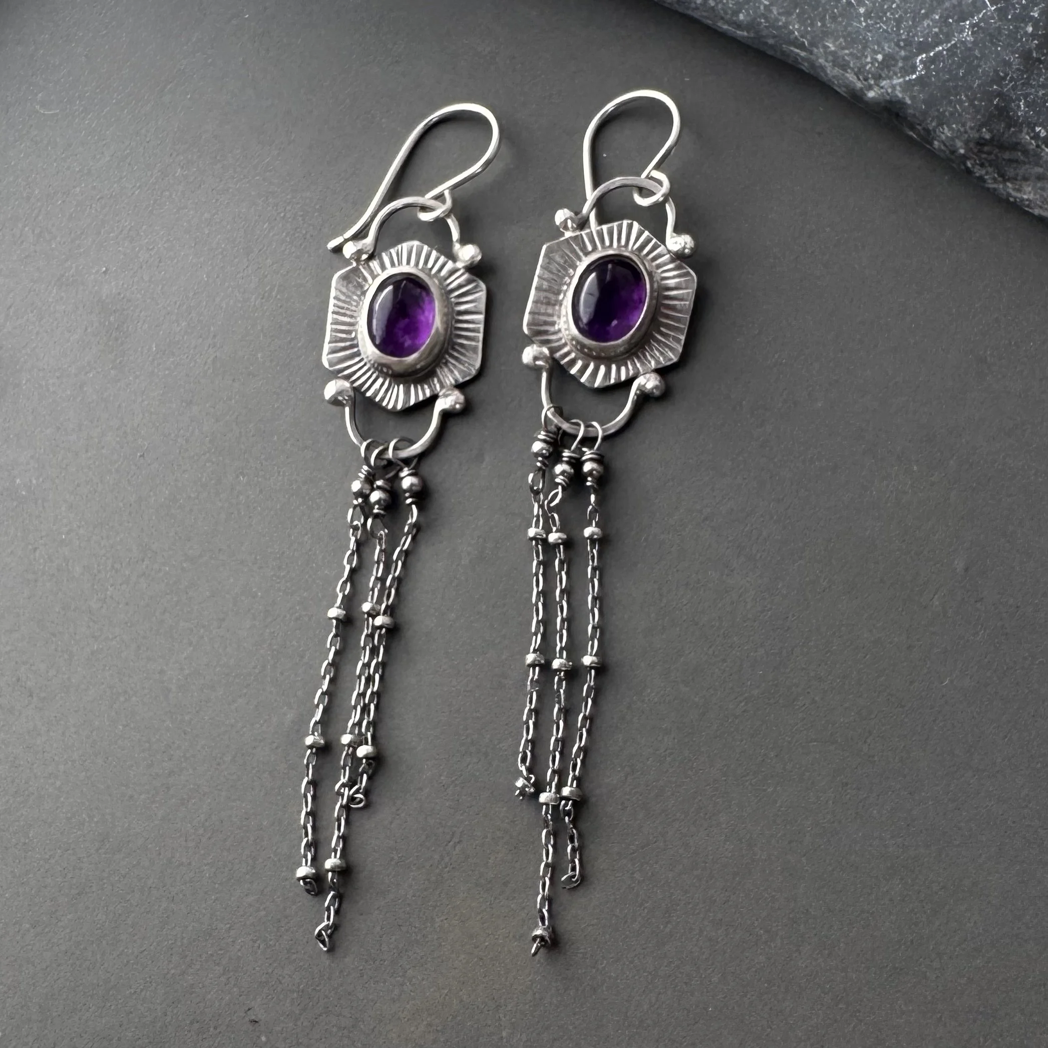 handcrafted small batch jewelry with amethyst and silver intentionally made and soulful