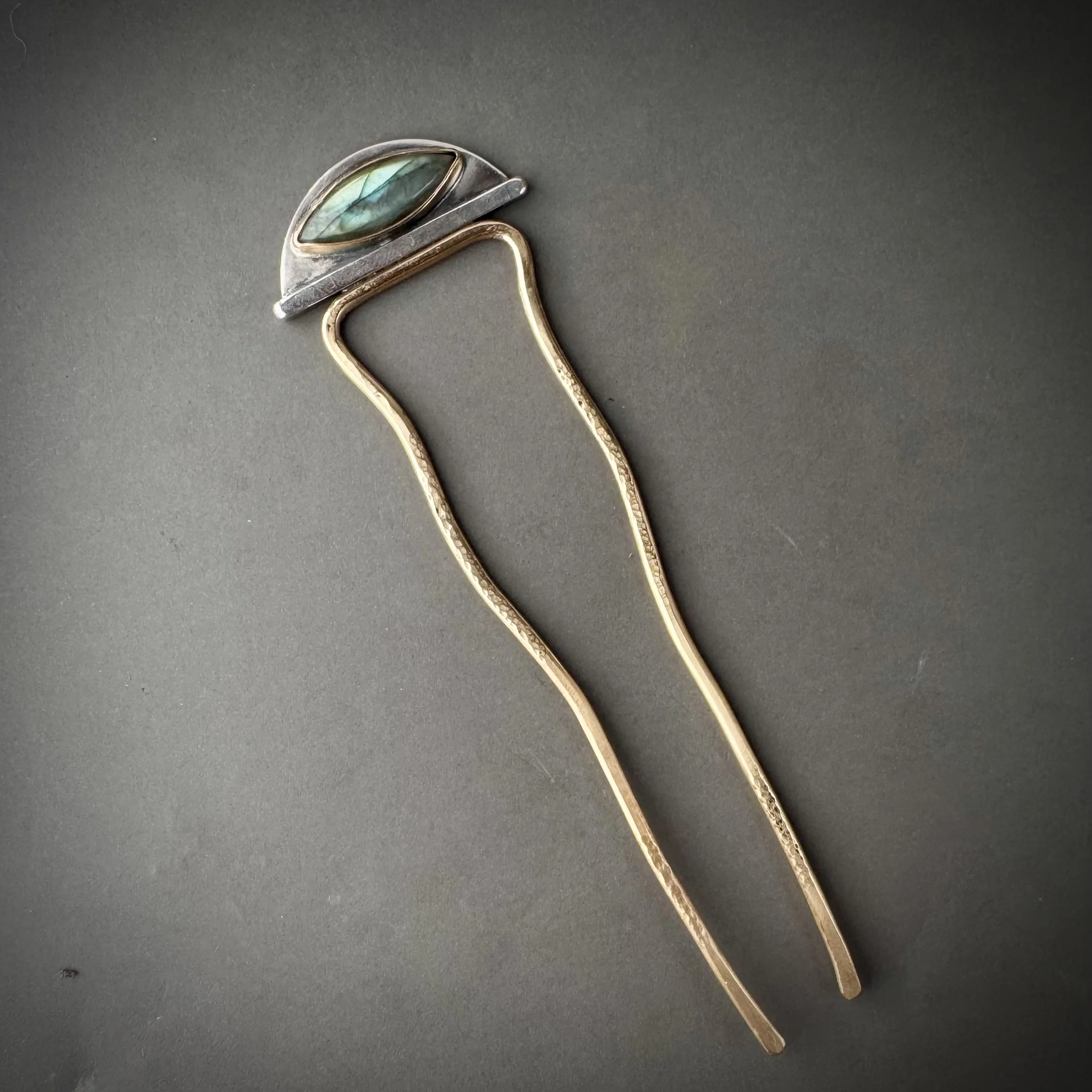 artisan made hairpin with labradorite