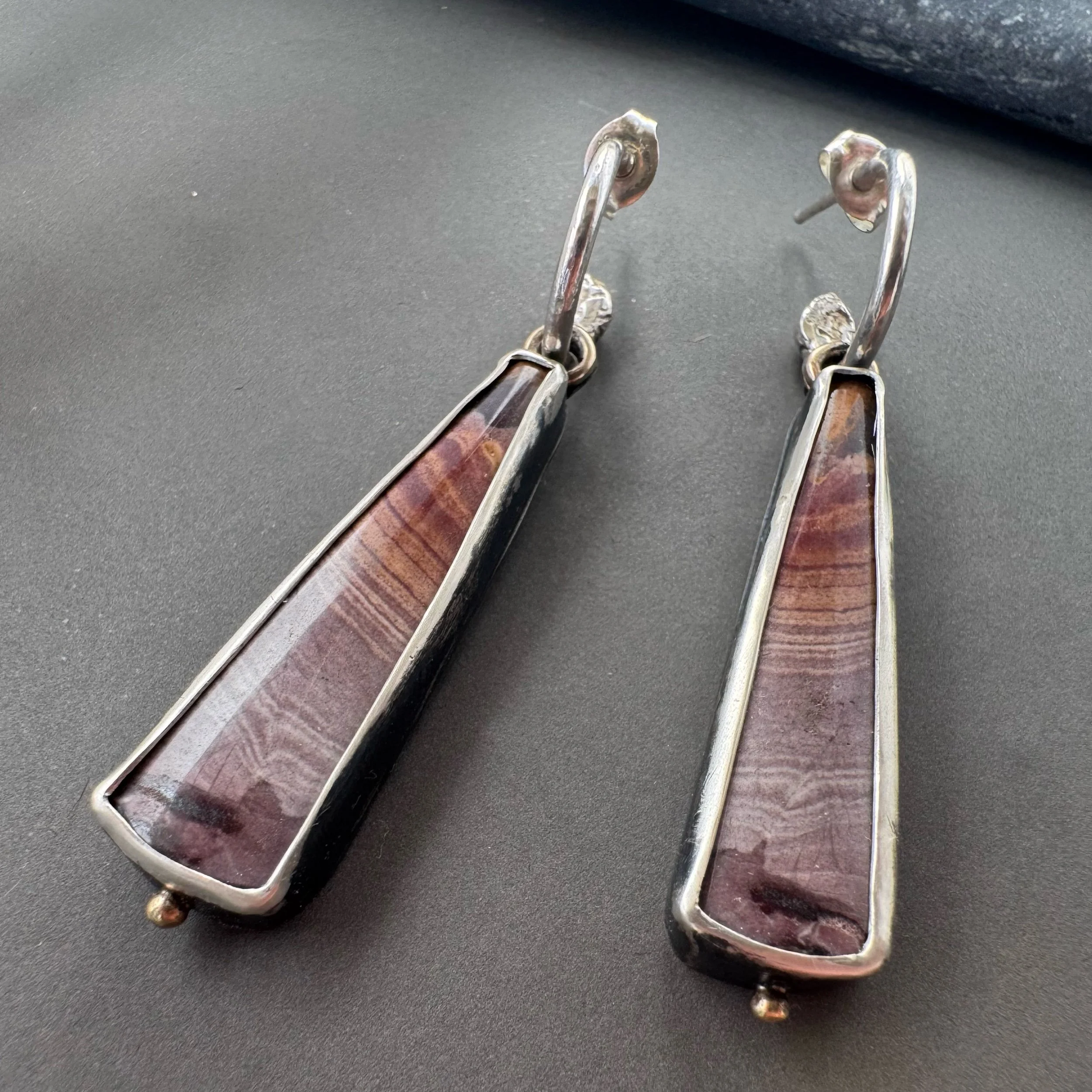 handcrafted artisan earrings with sterling silver and jasper