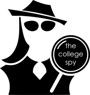 The College Spy Logo: A black and white silhouette of a woman with a brimmed hat, sun glasses and a magnifying glass bearing the words “The College Spy.”