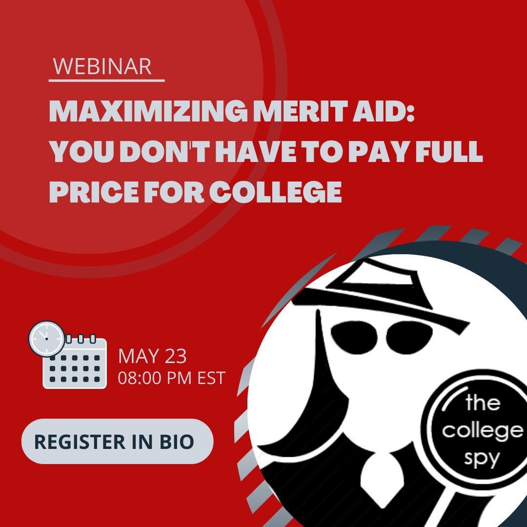 ‼️ WEBINAR ‼️
May 23 @ 8:00 PM EST
Maximizing Merit Aid: You Don't Have to Pay Full Price for College

Registration Link in Bio

#Advice #CollegeAdvice #Learning #College #CollegePlanning  #ApplyingtoCollege #Parents #CollegePrep #IndependentCollegeC