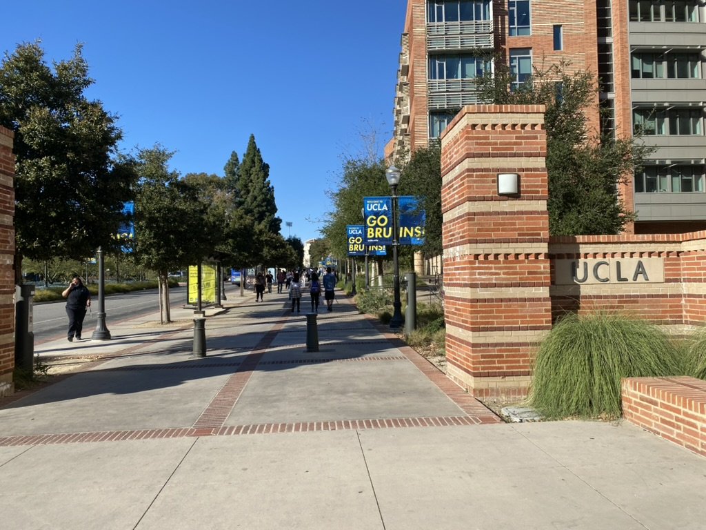 UCLA photo of campus and sign