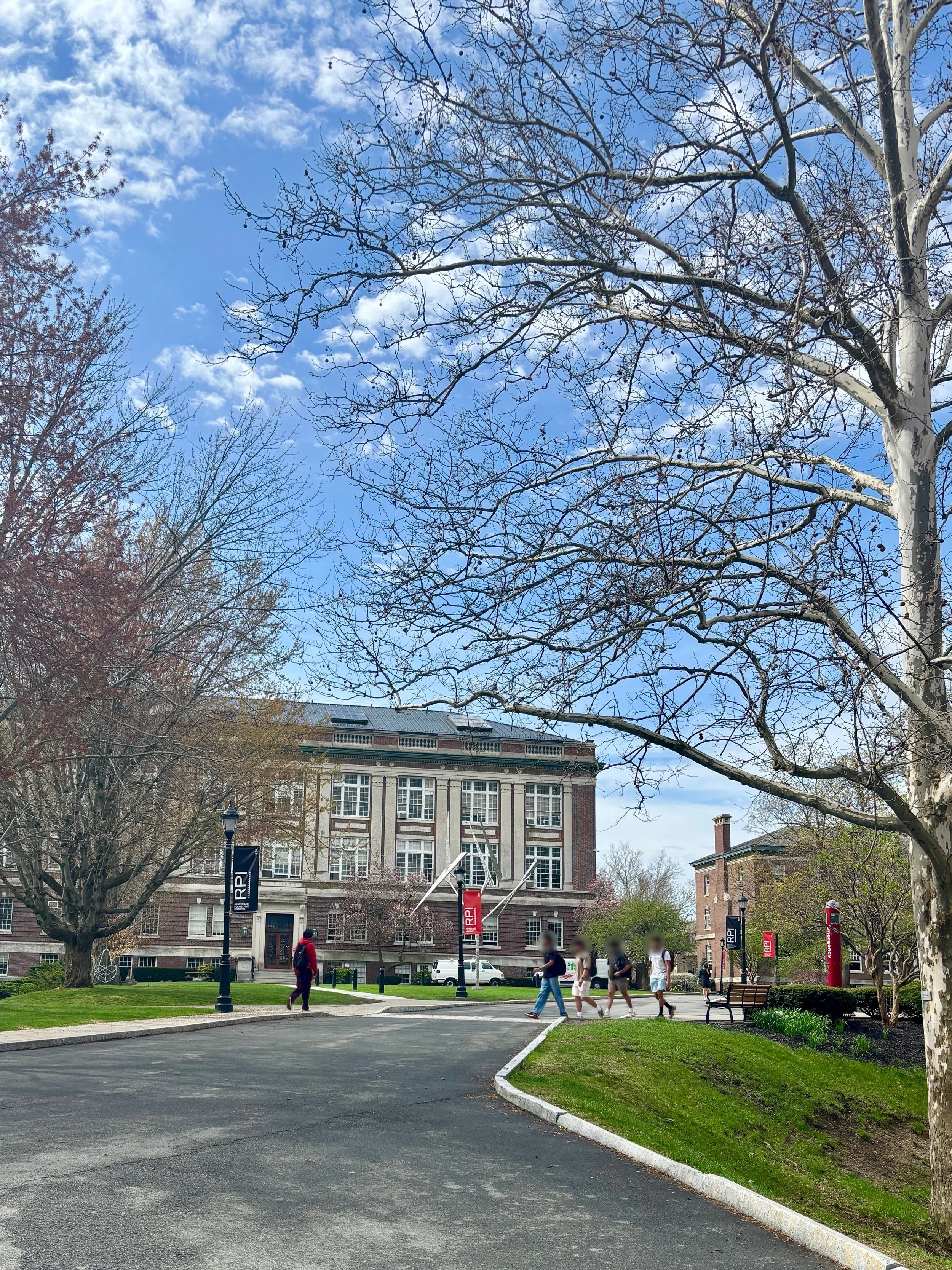 Students crossing the street at RPI