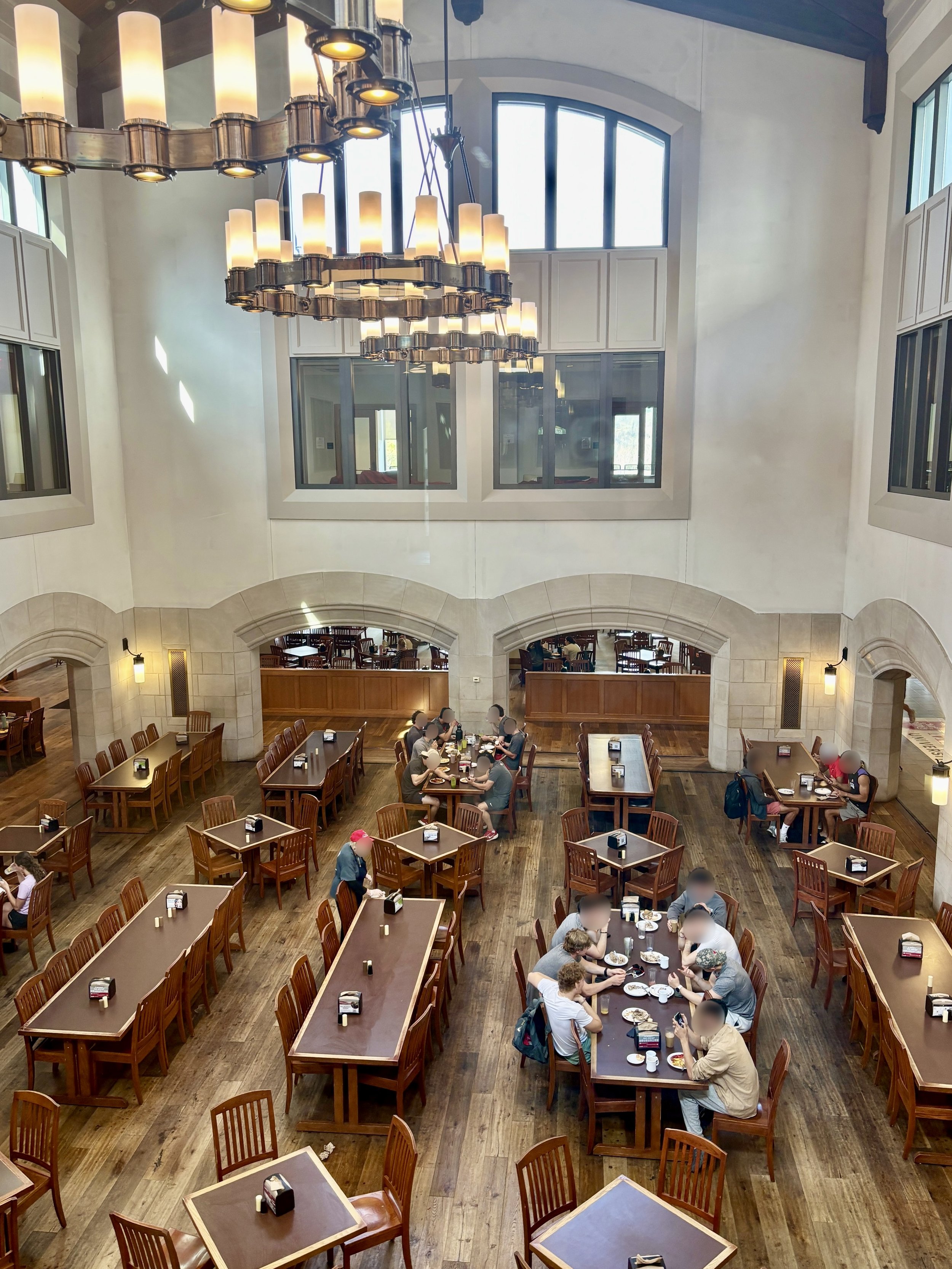 Bird's eye view of students in the Marist dining hall