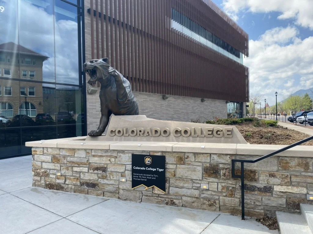 Colorado College Sign and Statue