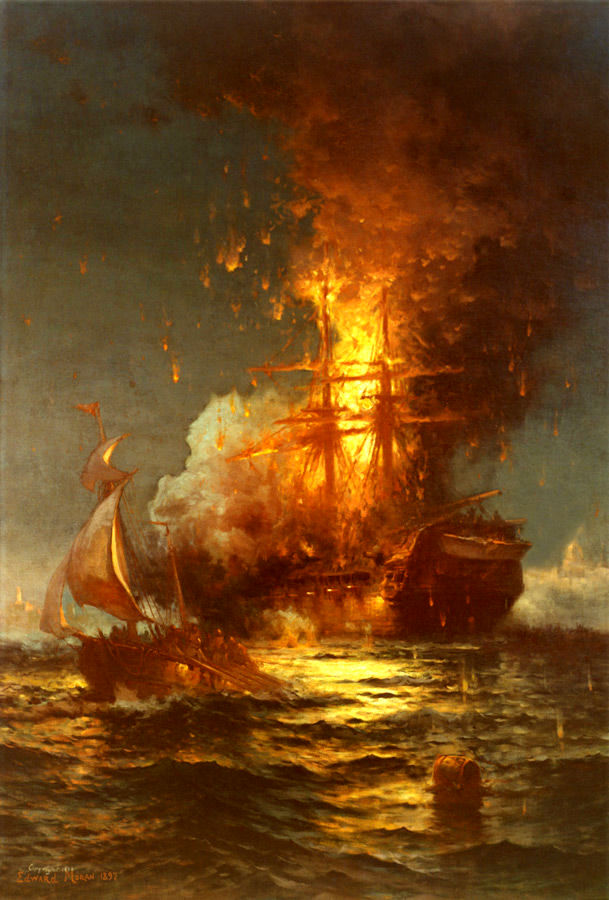 Burning of the Frigate Philadelphia by Edward Moran
