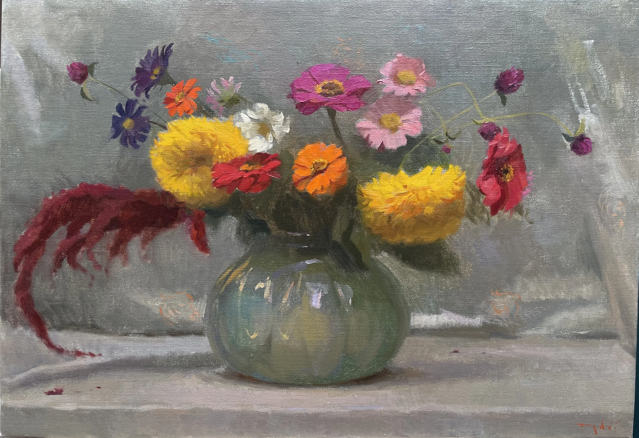 'Zinnias and Sunflowers'