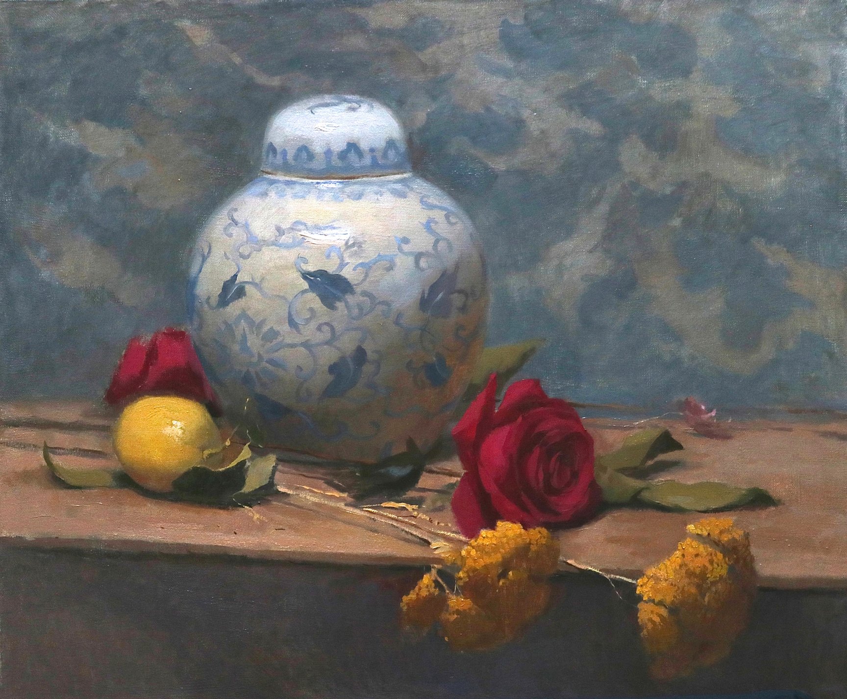 composition with bluechina and flowers.jpg