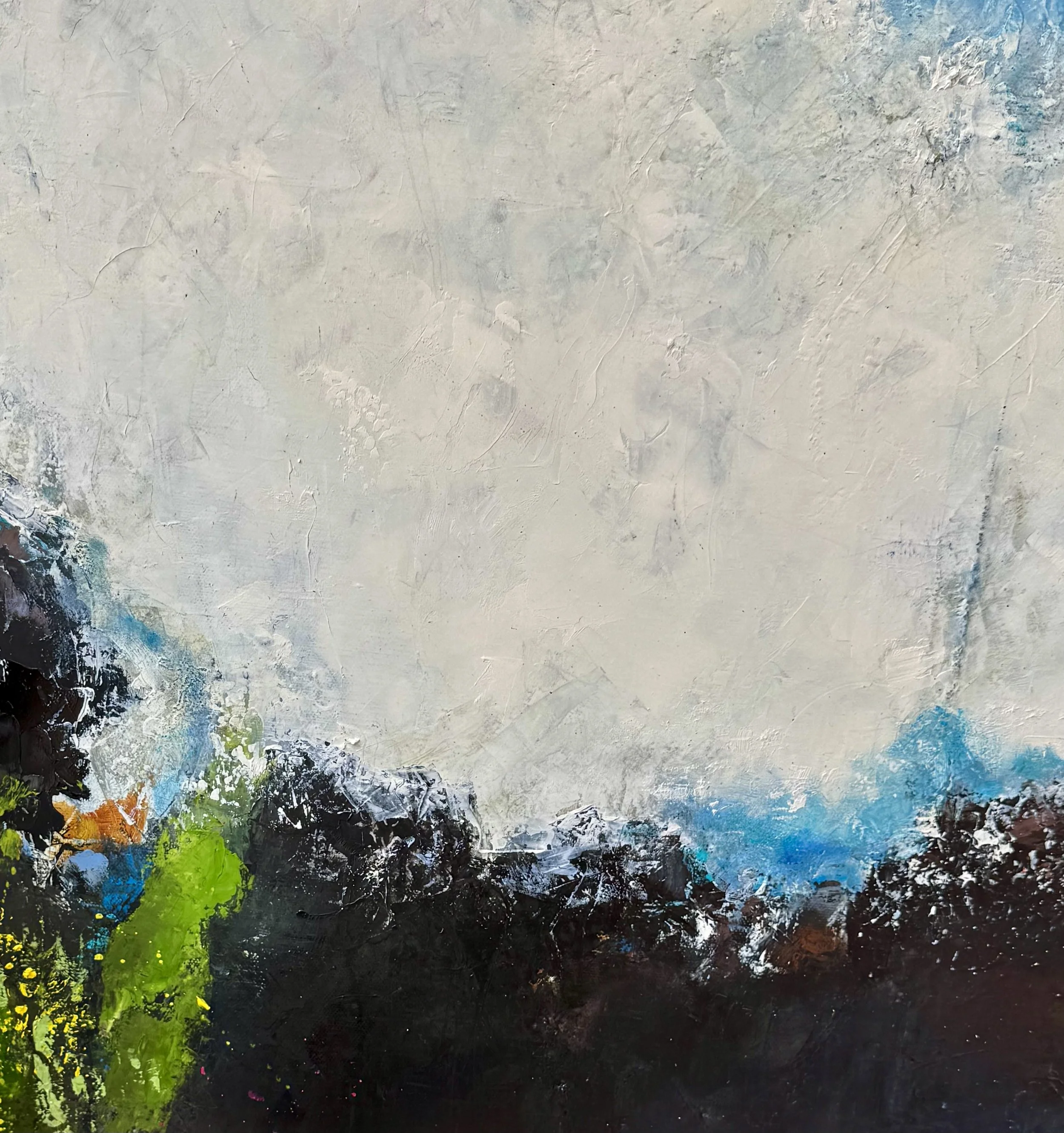 ISLAND IN MOTION
Oil on Canvas, 36"x36"
Framed with black Floater's frame
This painting captures the raw energy and beauty of Maui and the Big island in Hawaii. Portraying the elemental power and spiritual essence of Hawaii in an abstract form. Swir