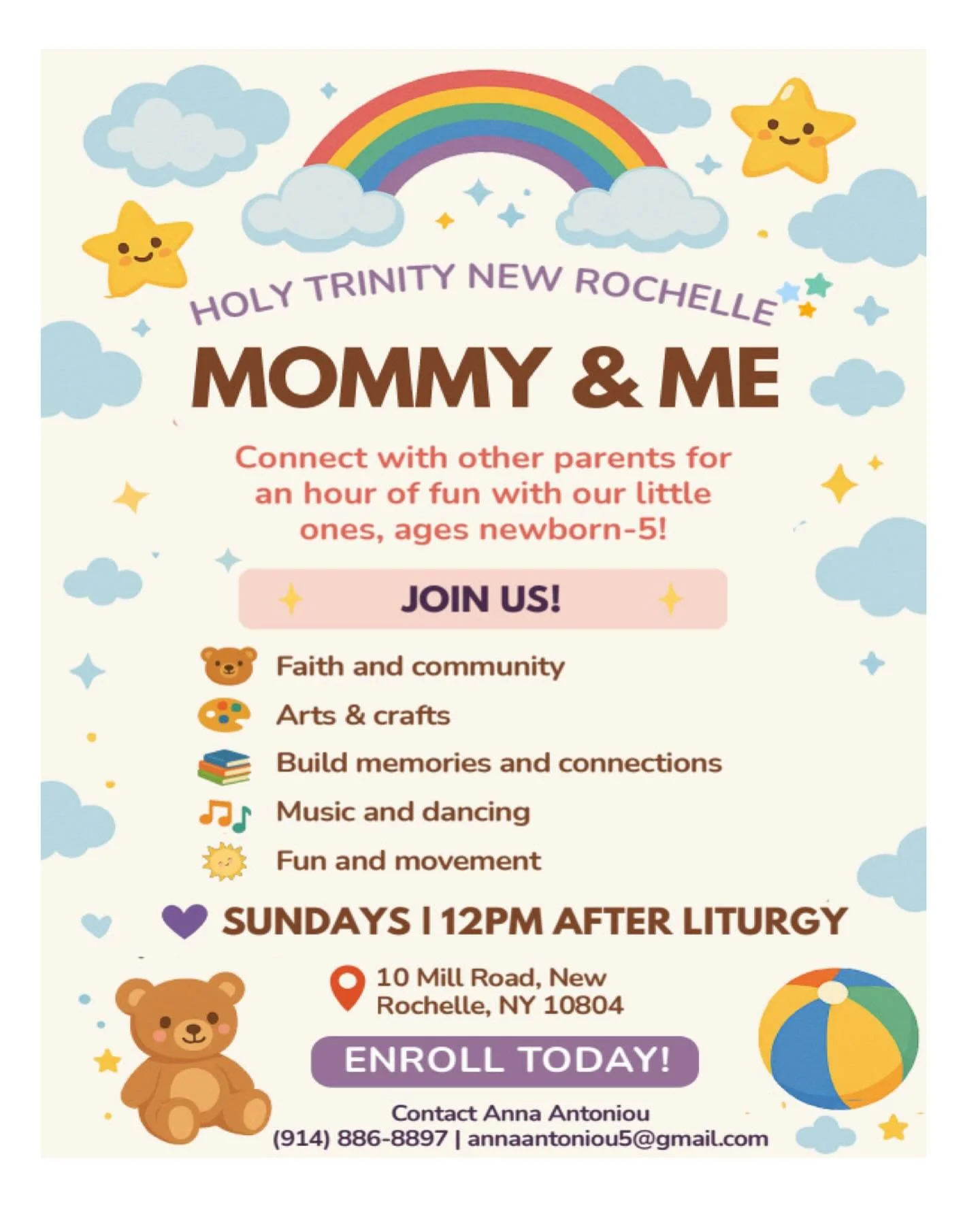 We&rsquo;re excited to announce our first meeting of &ldquo;Mommy &amp; Me&rdquo; this Sunday at 12:00 noon after Liturgy!