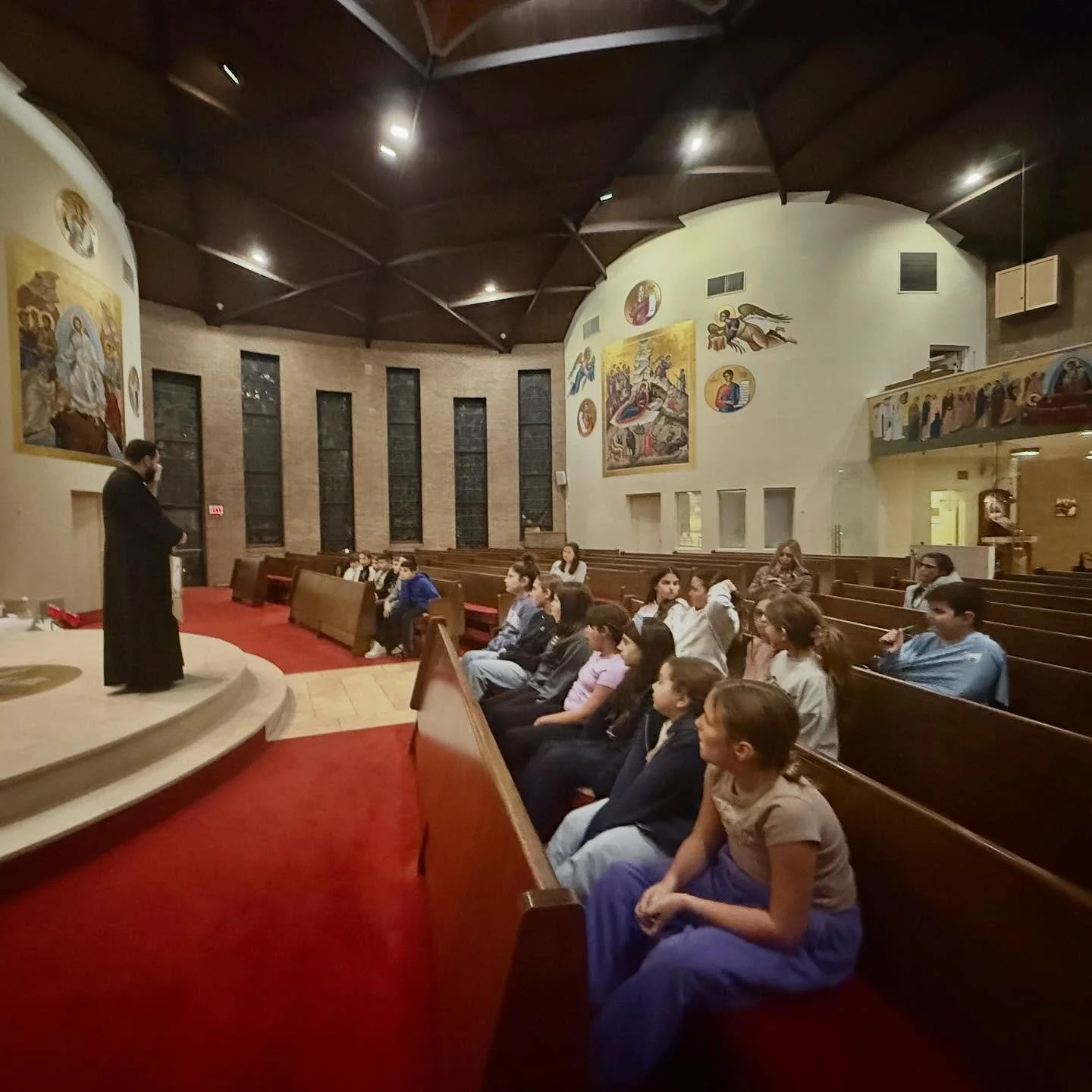 Last evening our JOY group met with Fr. Demetri and director Barbara for a meaningful talk about gratitude, with each child lighting a candle of thanks in church! 

They spent time admiring this month&rsquo;s JOY board, dedicated to the veterans and 