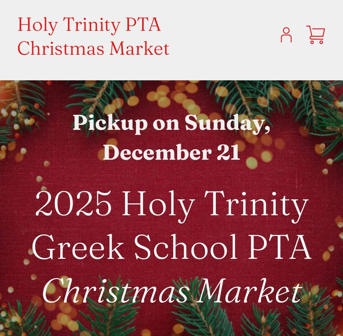 Dear Parishioners,

Our @holy_trinity_greek_school_pta is excited to announce that their annual Christmas Market is now open! 

The market selection includes: Vasilopita (from Agia Skepi Monastery), Baklava, Kourambiethes, Koulouria, Melomakarona, an