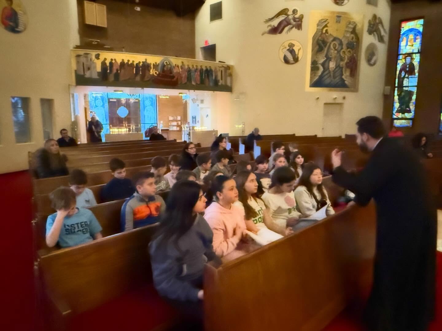 Our JOY Ministry chose to spend their gathering in a very special way this week. 

Instead of our usual meeting, the group came into the church to attend the beautiful Salutations to the Theotokos (Hairetismoi) service. Before the service began, Fr. 
