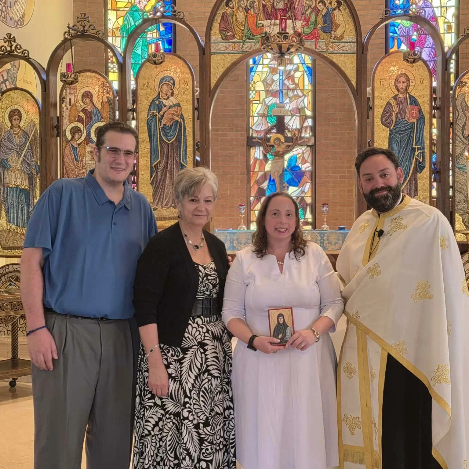 Today we welcomed Hilary Shaw into the Orthodox Church through Holy Baptism. 

She received the baptismal name Maria, alongside her sponsor Sandra, and her fianc&eacute; Michael. 

May God grant her many years! Welcome home!