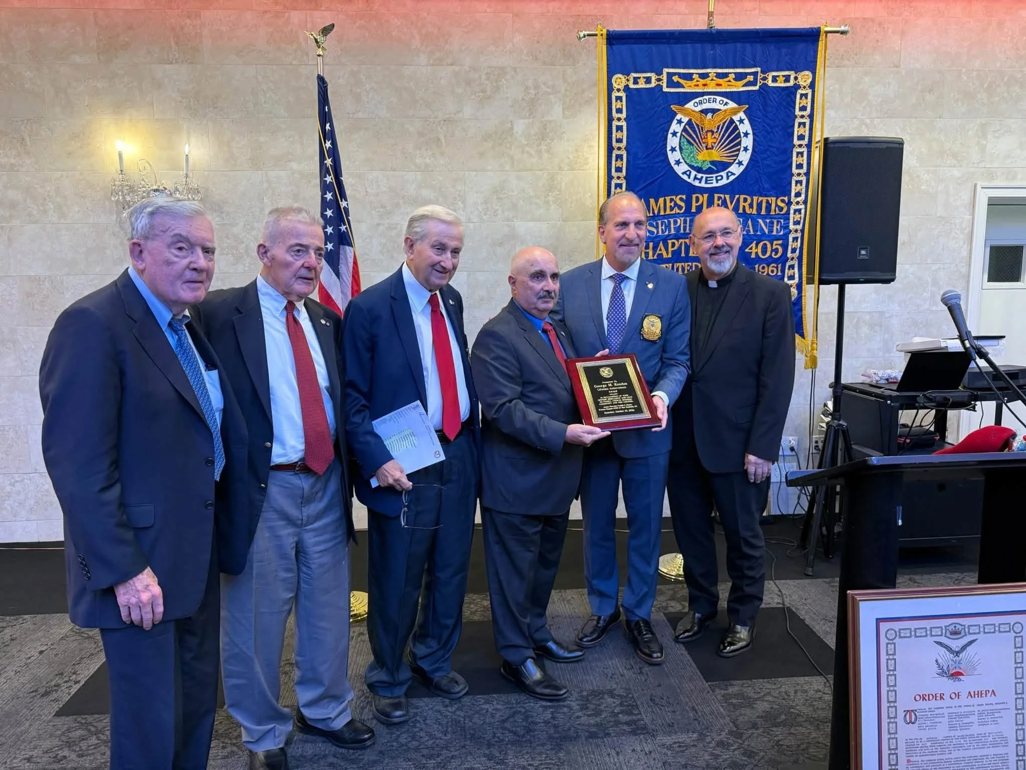 Our Parish Council president, George Kondos, was the recipient of the AHEPA Evzone Chapter #405 Lifetime Achievement Award on Saturday, October 10th.  We congratulate George on this tremendous honor.  Axios!