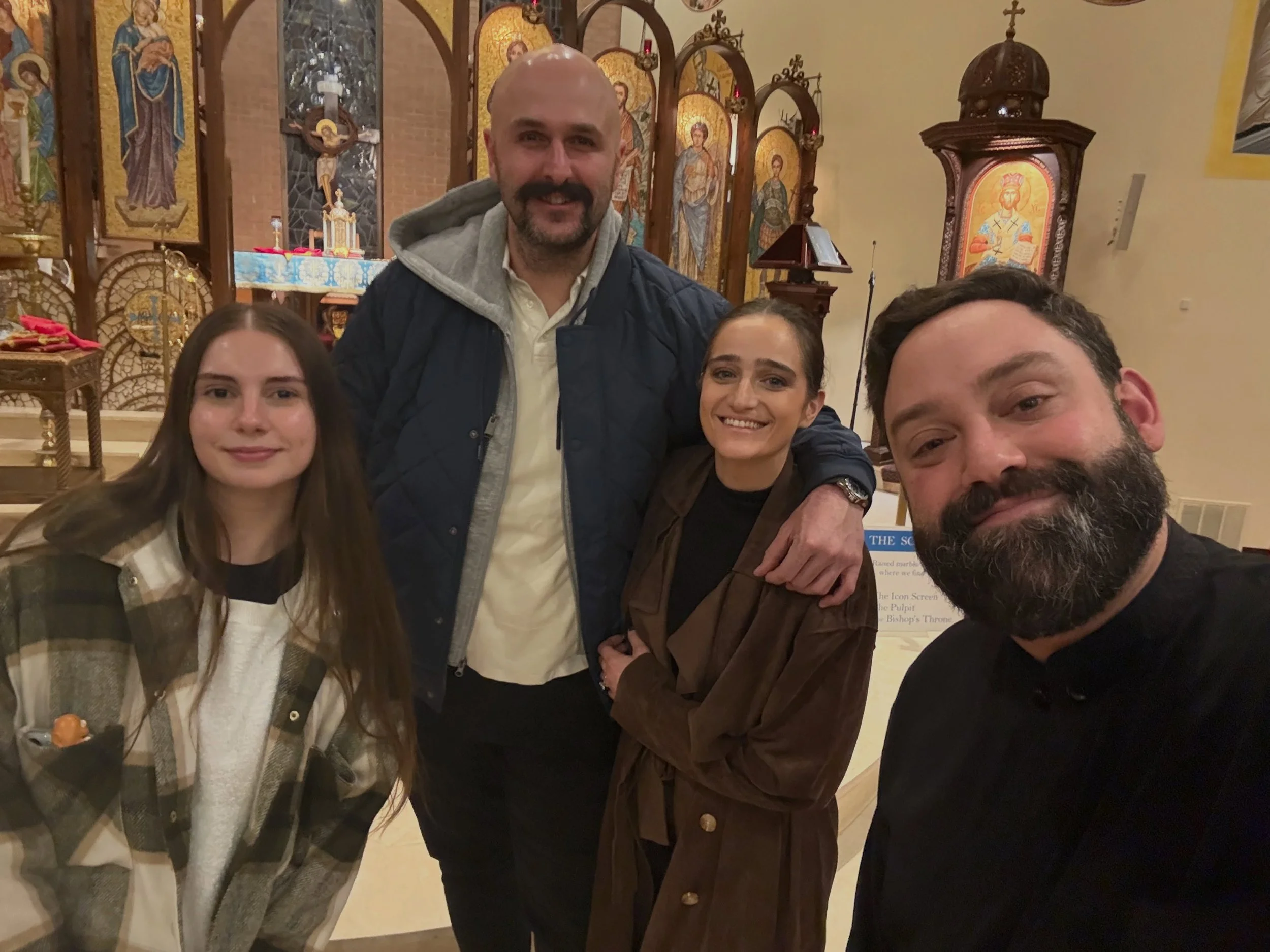 This evening, Fr. Demetrios&rsquo; Orthodoxy 101 Catechism Class gathered at Holy Trinity for an interactive church tour.

Together, we explored the beauty and meaning of our church, discussing the symbolism of the icons, iconostasis, altar, and sacr