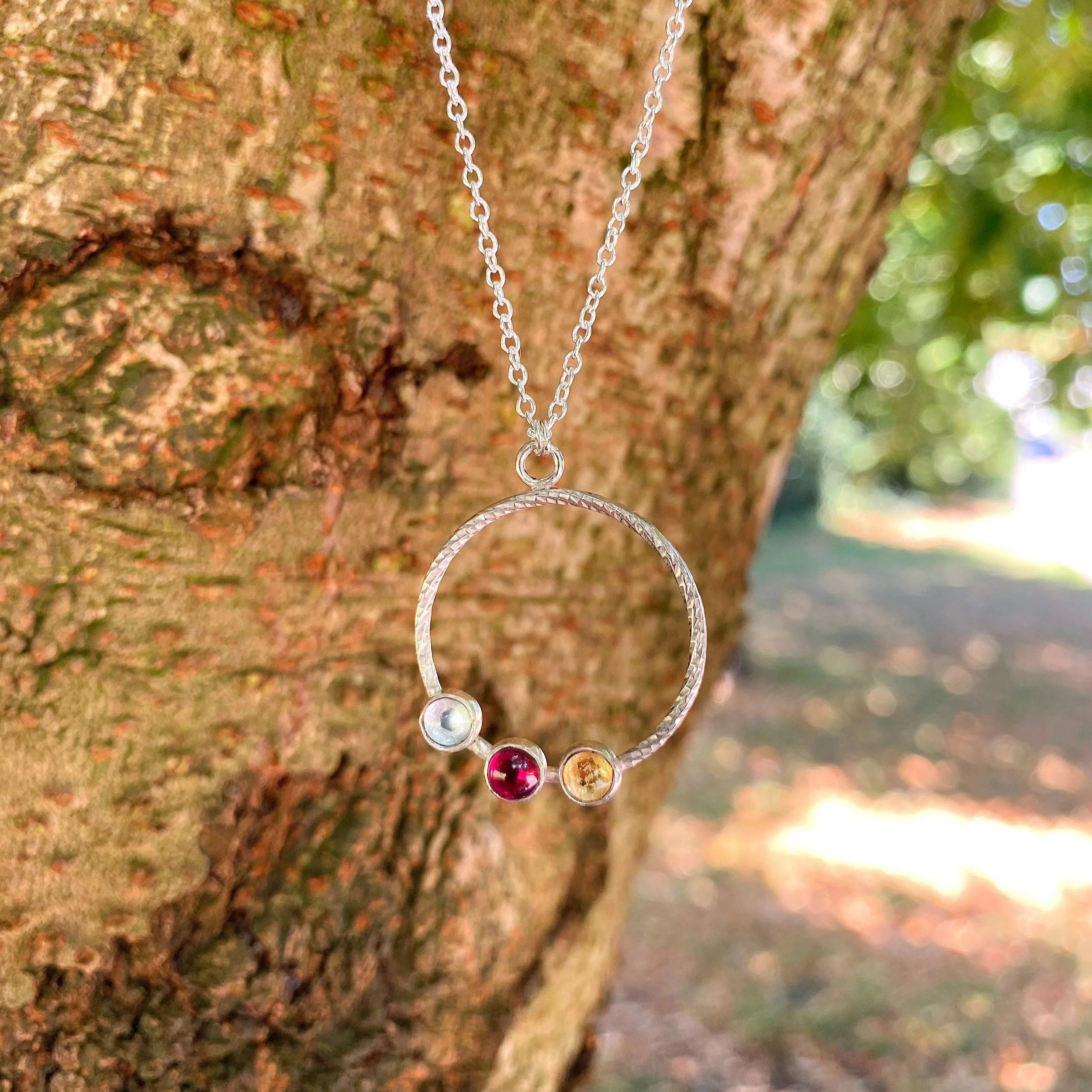 Birthstone pendant set in sterling silver or 9ct gold