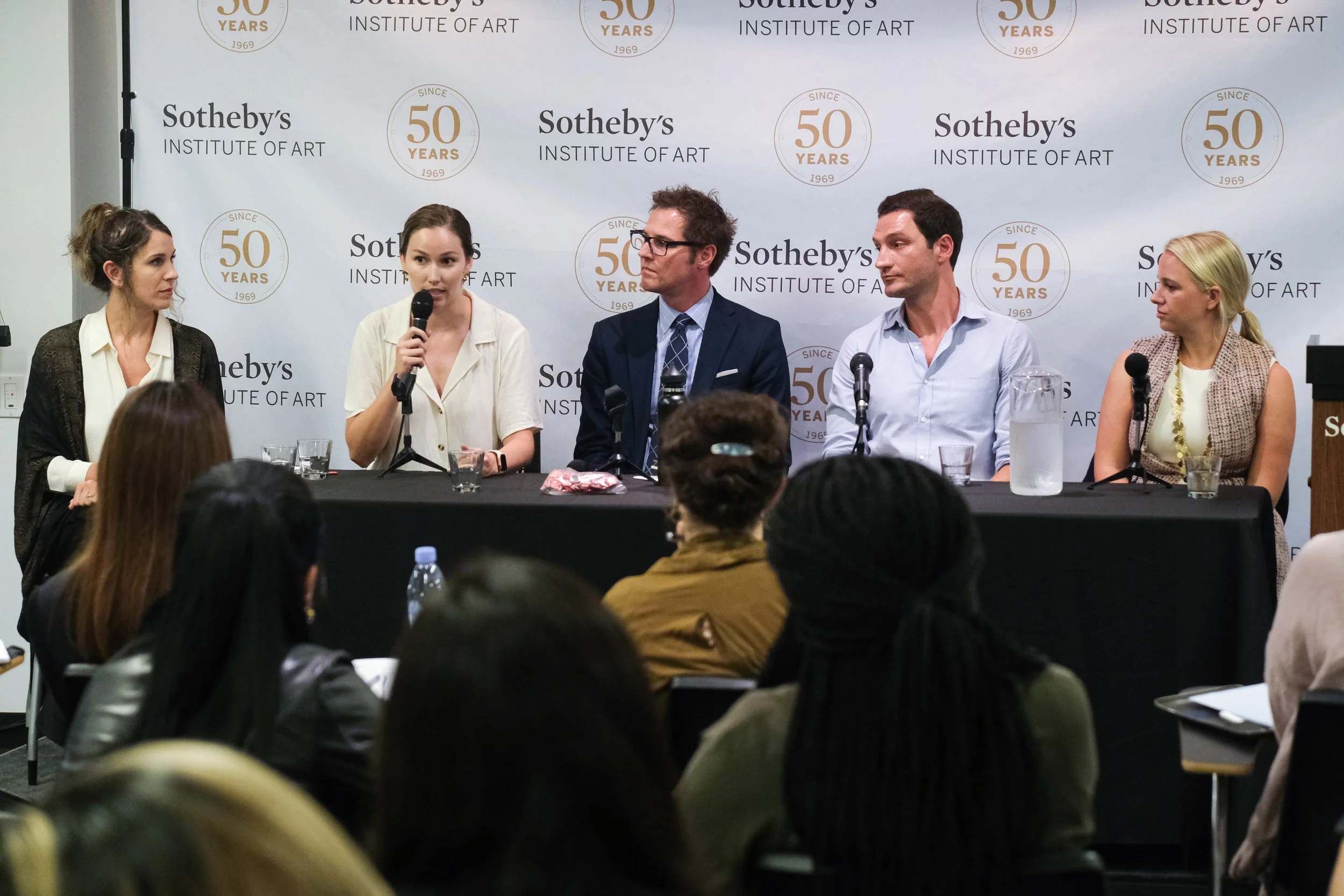 Job Hunting in the Arts panelists, Ashley Robinson, from Sotheby’s Institute of Art, Molly Martin from New York Foundation for the Arts, Tim Cynova from Fractured Atlas, Josie Hines from Art Frankly, and Hillary Burchfield from Hillary Burchfield LL…