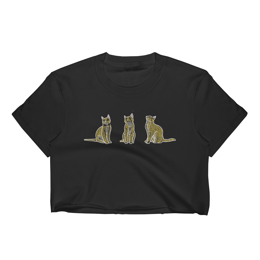 Yellow kittens crop top front