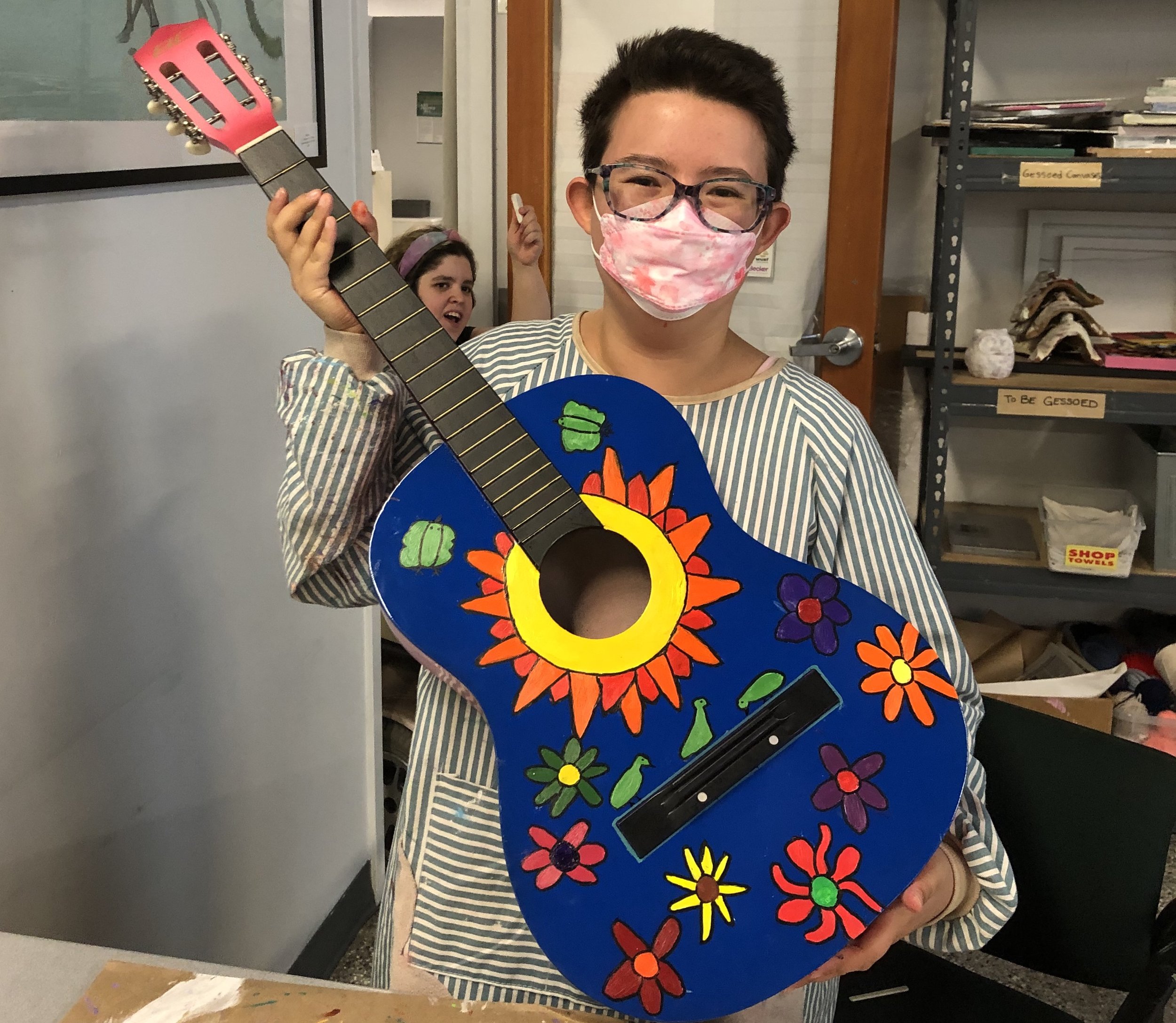 Hand-painted guitar for Spring for the Arts 2023