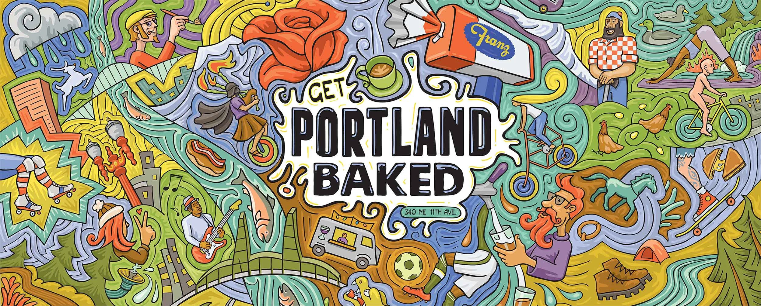  As an Art Director working on the campaign, I worked with Mitch Frey to illustrate some of the wacky and somewhat eye-popping, trippy sights one might see while venturing around Portland. The idea was to start some buzz on social media, and to posit