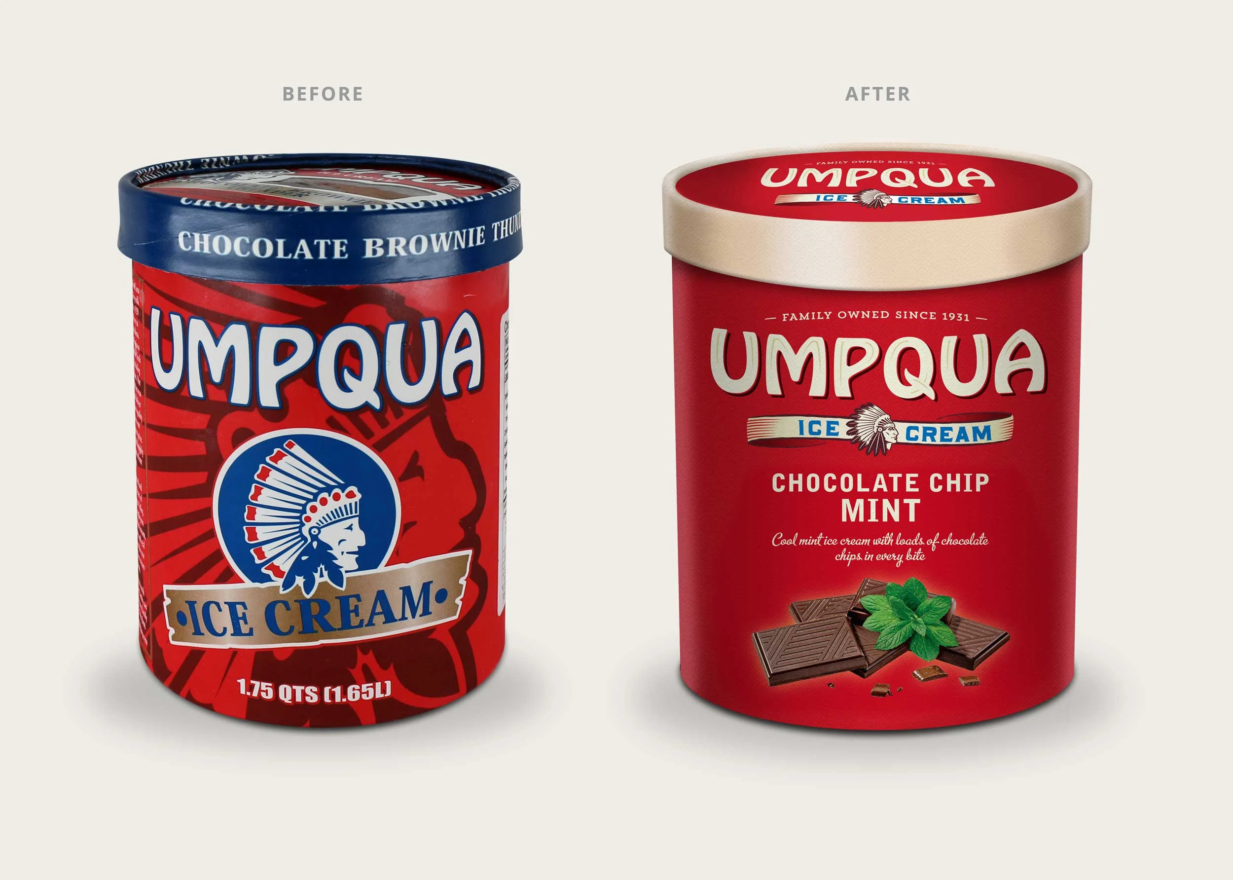  The logotype was updated to include subtle highlights within the lettering and a drop shadow added for emphasis. The American Indian was redrawn to be proud and strong &amp; integrated into the logo rather than as the only focus of the package. 