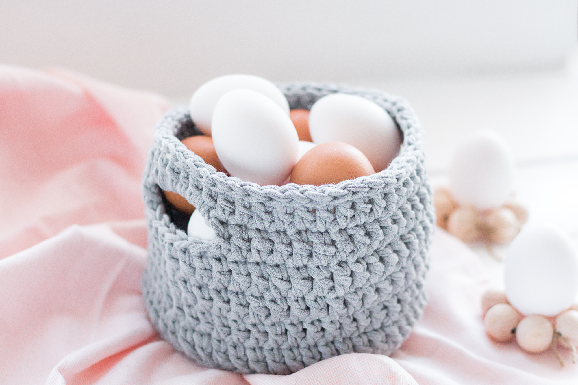DIY | Virka en korg i trikå | Steg-för-steg mönster | Sandramarias.com