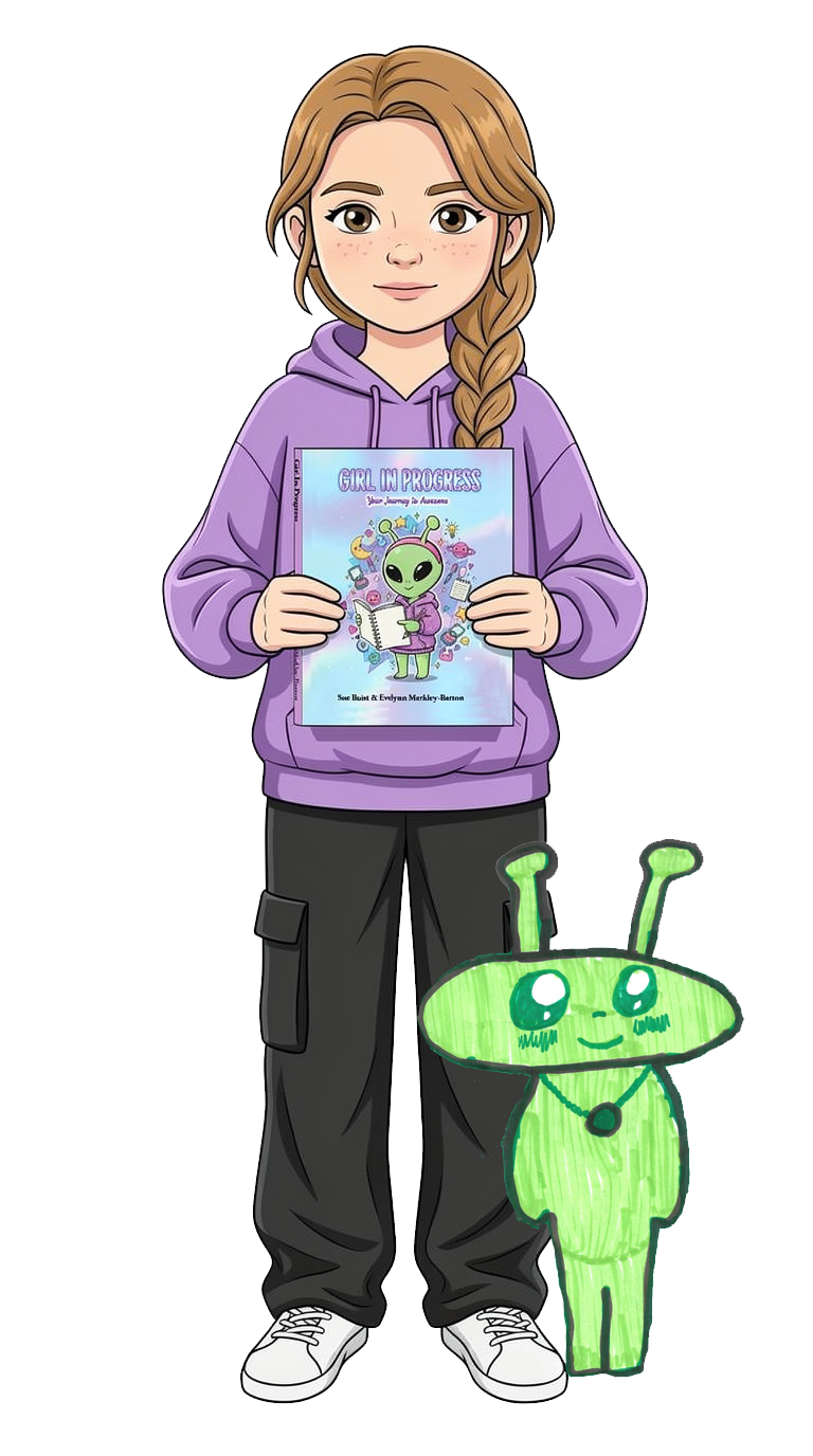 Girl in Progress workbook by Sue Buist and Evelynn Merkley-Barton, a top-ranked Amazon best seller in children's self-esteem and bullying.