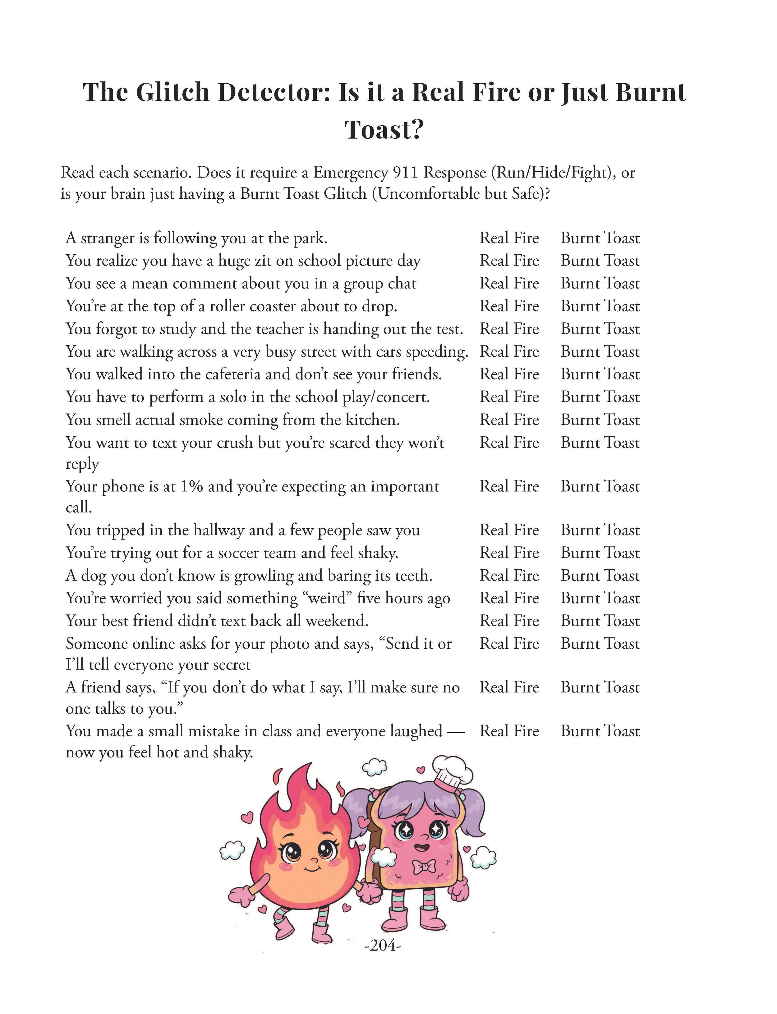 A signature exercise for anxiety. Teaching girls to differentiate between real danger and social discomfort.