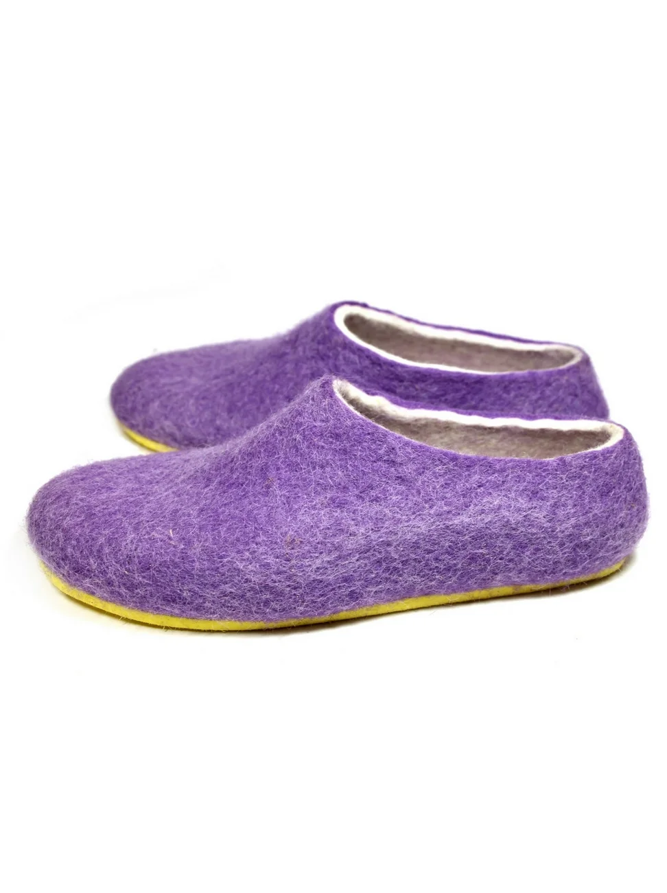 Womens Felt Slippers Purple Yellow