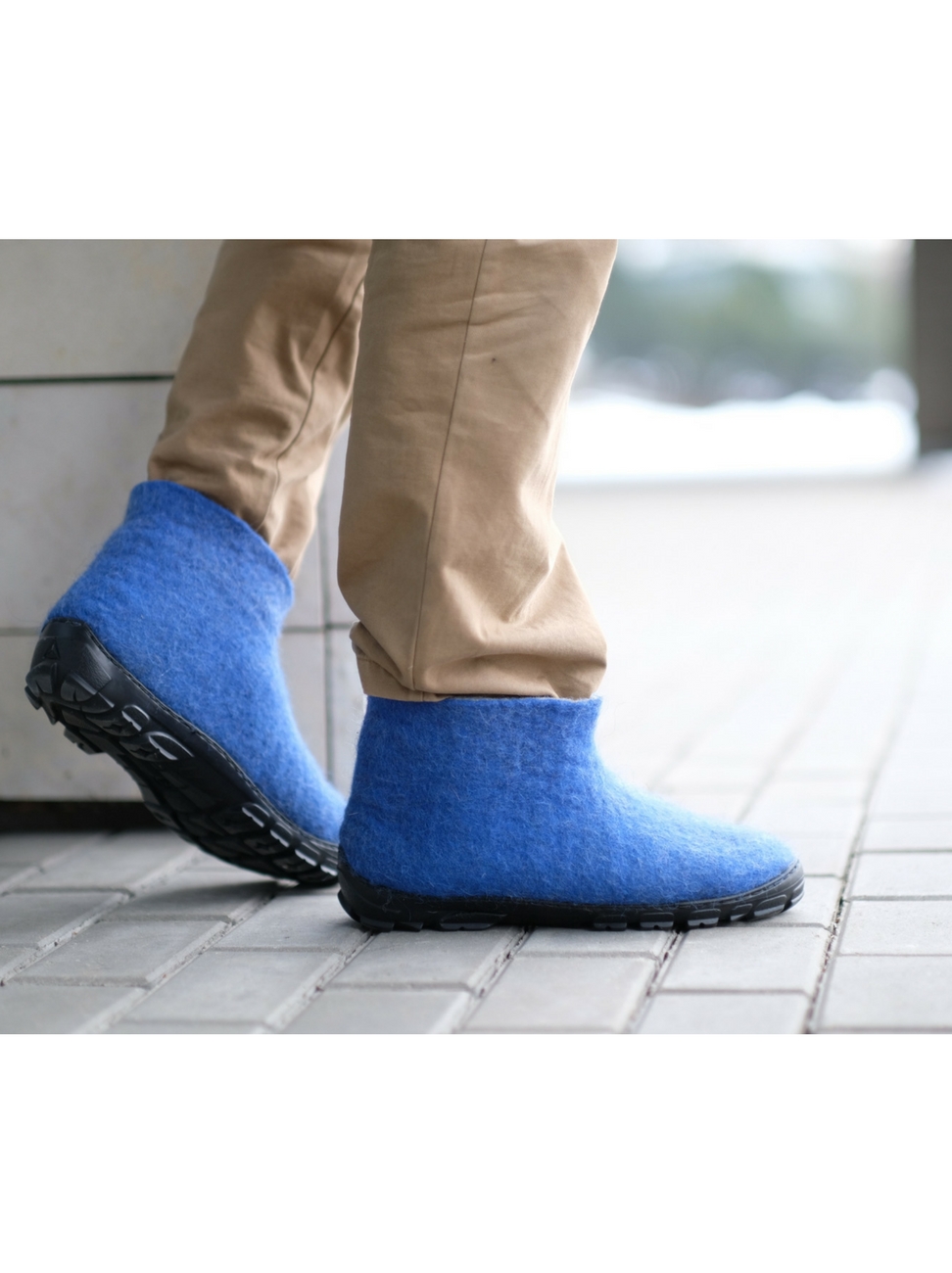 Men's Wool Desert Boots Ocean Blue