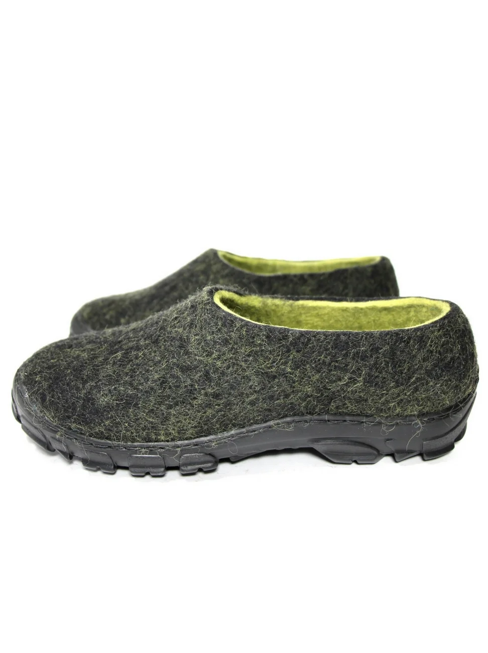 FELT FORMA Men Slip-on Wool Shoes Blocking Black Lime