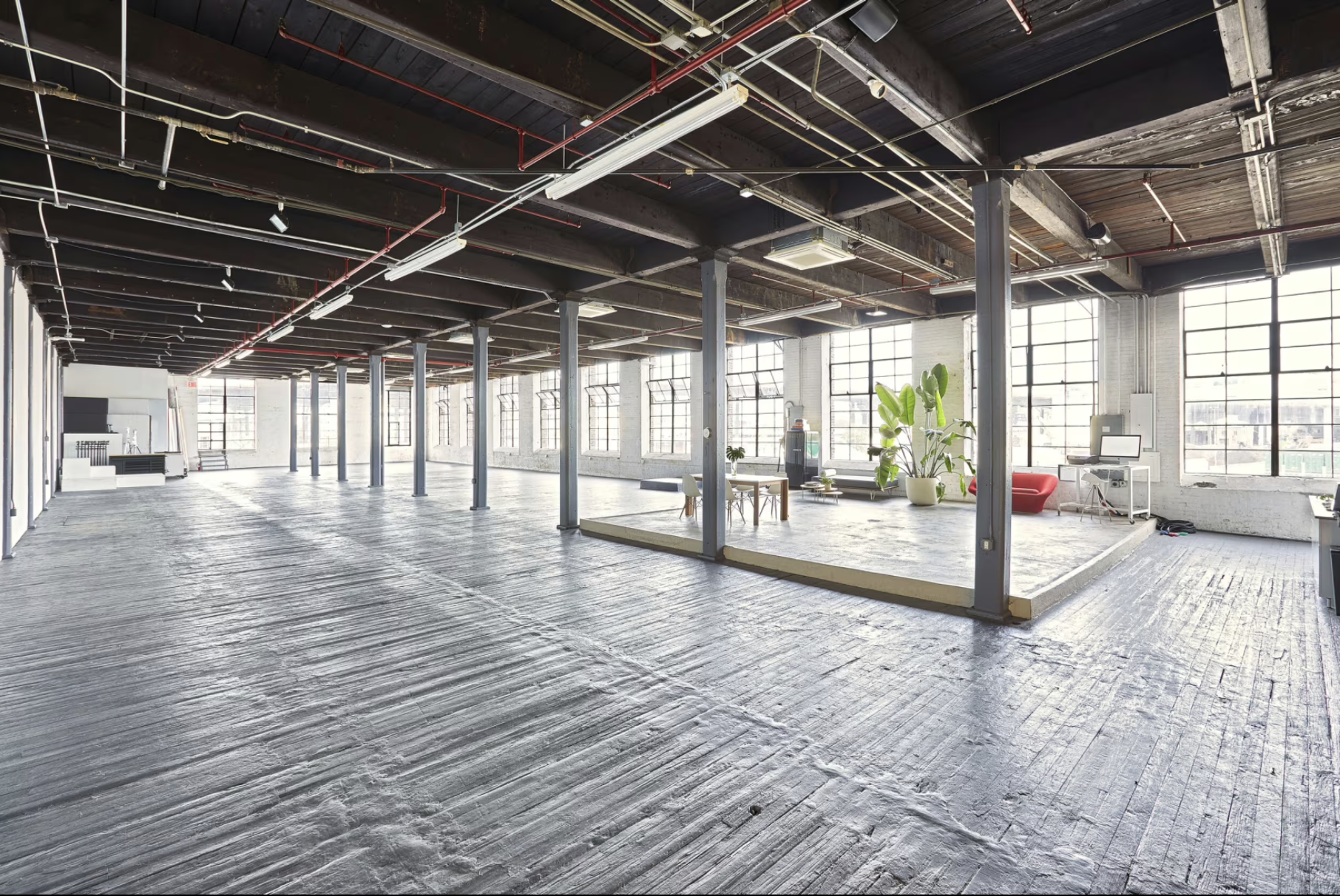 Please Space Brooklyn 20,000 sq ft natural light photo and film studio interior with large industrial windows and open layout, Managed by Alex Regen