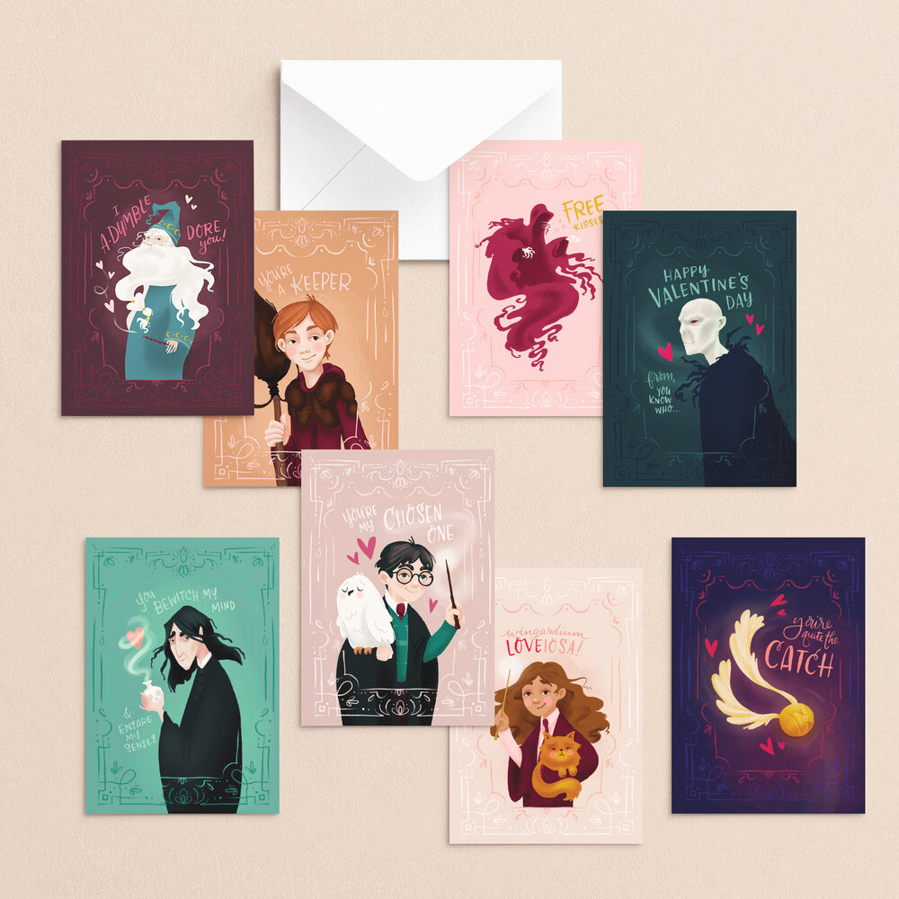 Set of 8 Party Pack | Harry Potter Valentine Printable - 4bar Greeting — Ashley Collett Design