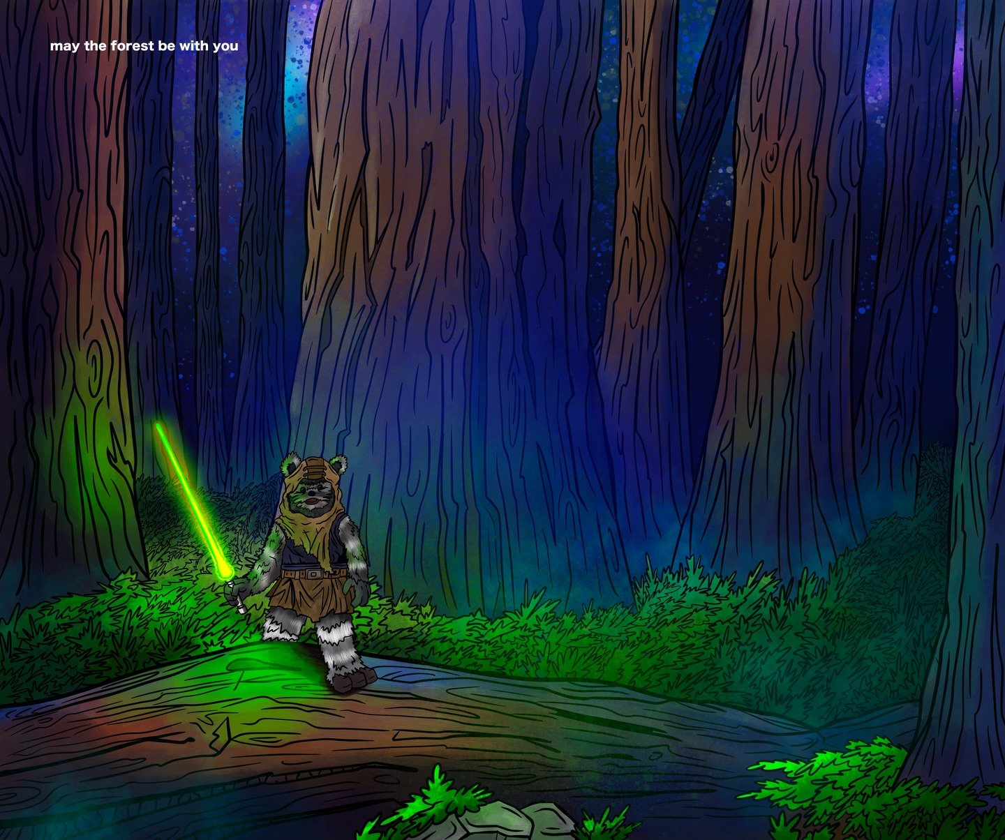 May the Forest Be With You. Ewok Jedi. #procreate #illustration #maythe4thbewithyou #starwars