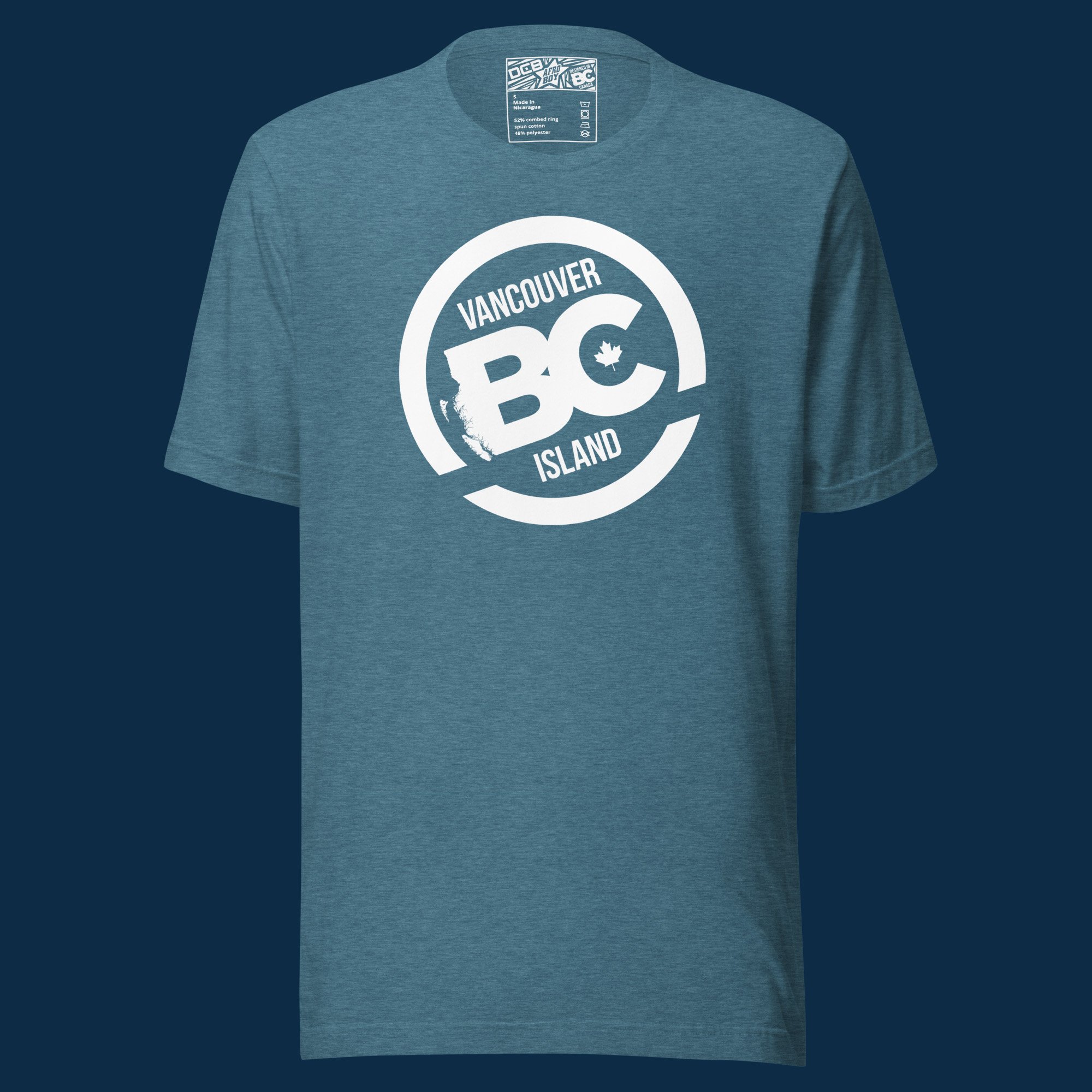 Unisex-staple-t-shirt-HeatherDeepTeal-front-BCCoastlineLand.jpg
