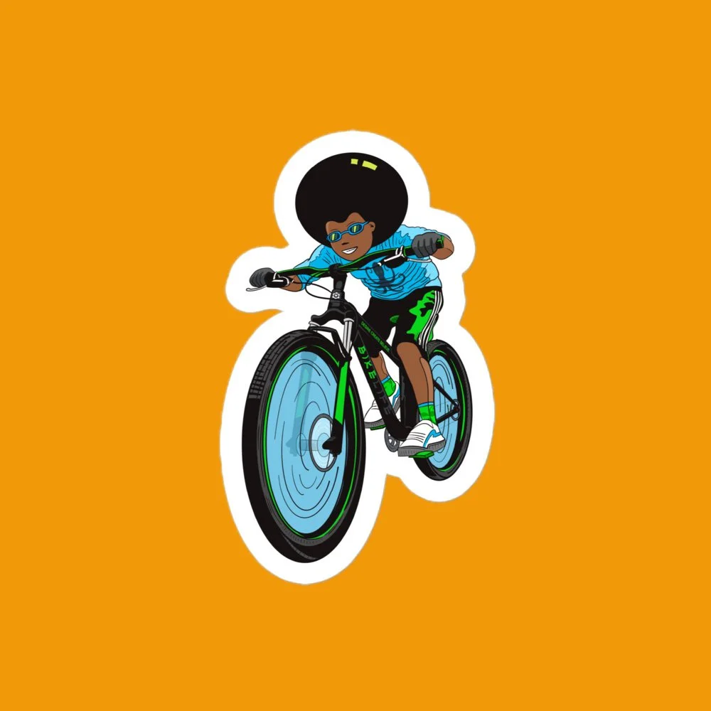 Afro Boy Bike Life 4" Sticker
