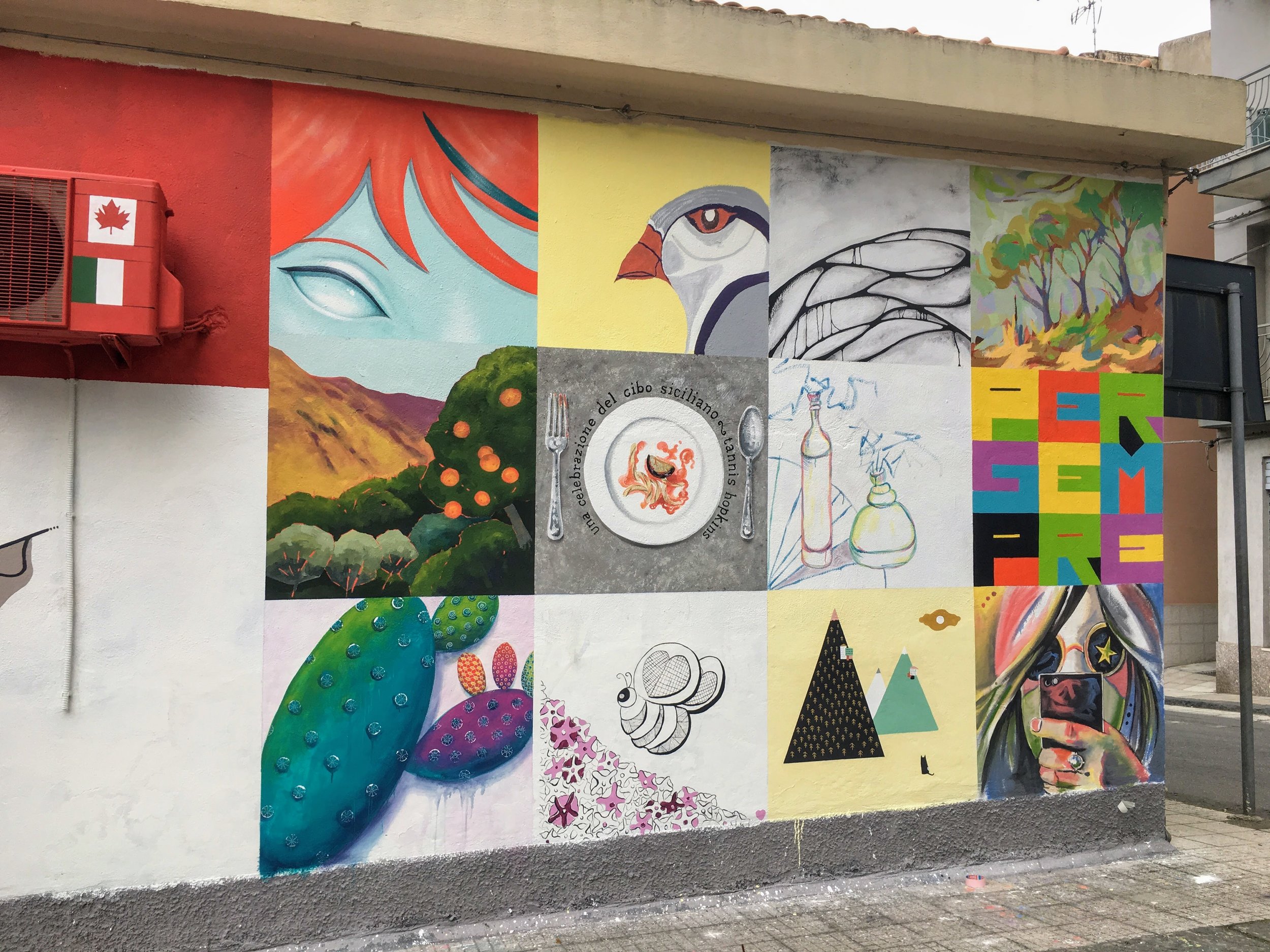group mural in the town centre