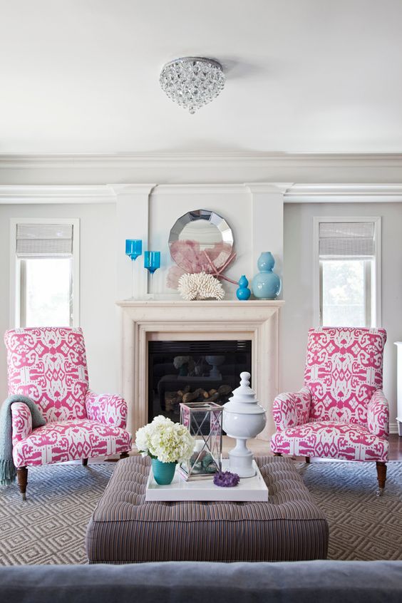 Hot Pink:  Wing Tip Chairs