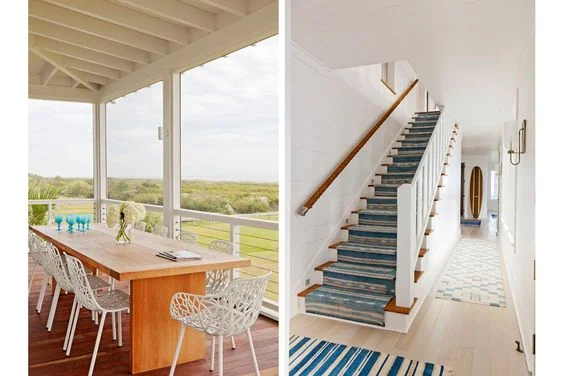 ) The handcrafted teak outdoor dining table by Brian Hall of Kistler Design Co. echoes the home’s clean lines.